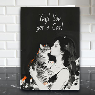 Yay! You got a New Cat   Congratulations Card