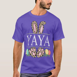 yaya Bunny Leopard Grandma Easter Day Rabbit Eggs  T-Shirt
