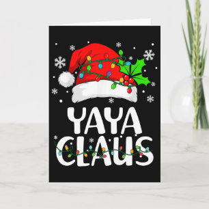 Yaya Claus Christmas Lights Pajama Family Matching Card
