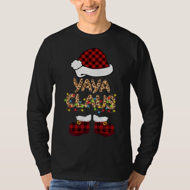 Yaya Claus Santa Hat Christmas Matching Family Paj T-Shirt (Front)