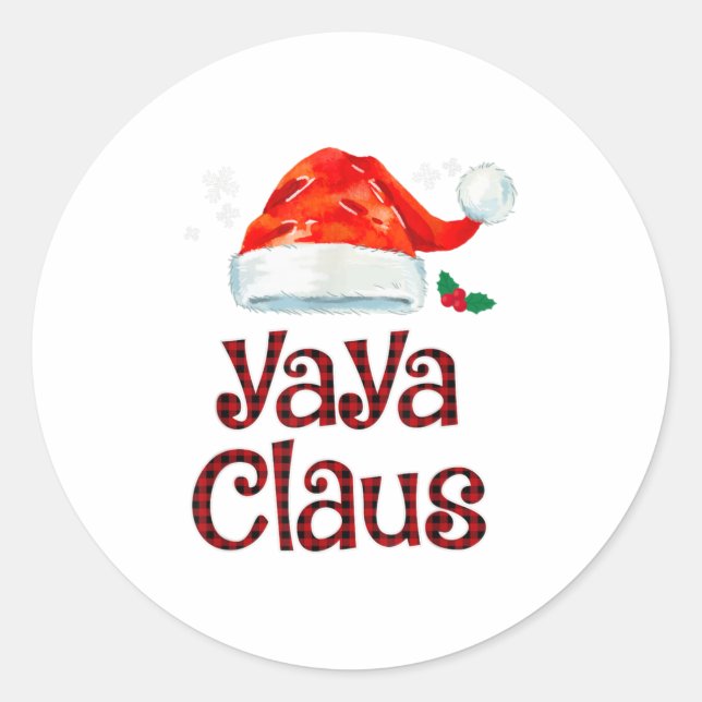 Yaya Claus Tee Christmas Pajama Famil Classic Round Sticker (Front)