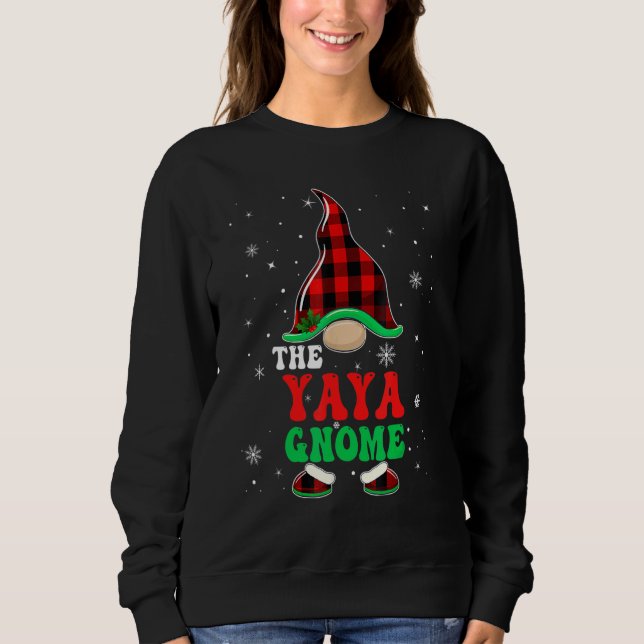 Yaya Gnome Buffalo Plaid Matching Family Christmas Sweatshirt (Front)