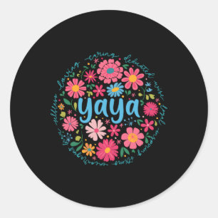 Yaya Mothers Day For Grandma Wildflower Floral Wom Classic Round Sticker