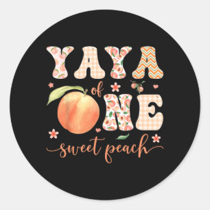 Yaya Of One Sweet Peach 1st Birthday Girl Party Classic Round Sticker