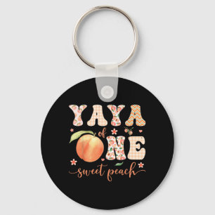 Yaya Of One Sweet Peach 1st Birthday Girl Party Key Ring