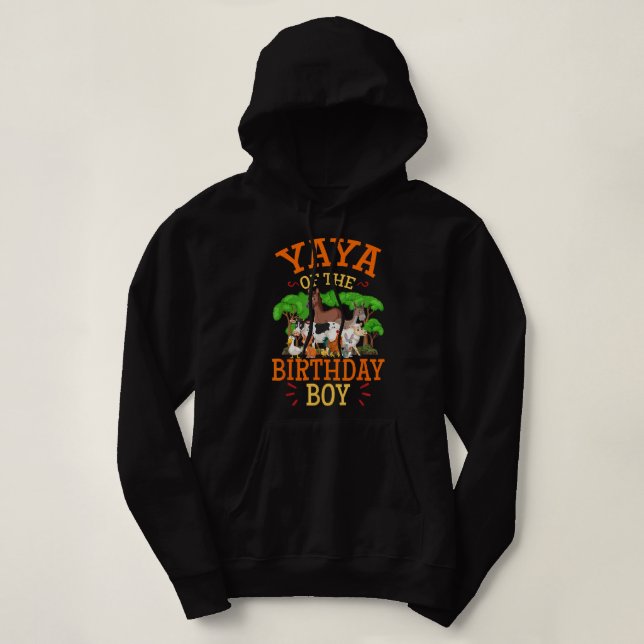 Yaya Of The Birthday Boy Animal Farm Theme Bday Fa Hoodie (Design Front)