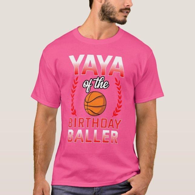 Yaya Of The Birthday Boy Basketball Bday Celebrati T-Shirt (Front)