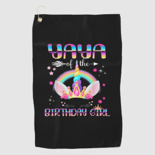 Yaya Of The Birthday Girl Rainbow Unicorn Mothers Golf Towel