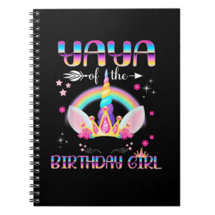 Yaya Of The Birthday Girl Rainbow Unicorn Mothers Notebook