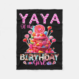 Yaya of the birthday girl sweet candy matching fleece blanket