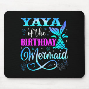 Yaya Of The Birthday Mermaid Family Matching Party Mouse Pad