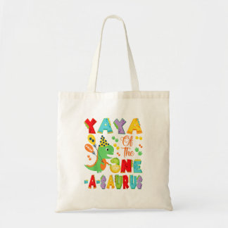 Yaya Of The One-A-Saurus 1st Birthday Boy Dinosaur Tote Bag