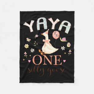 Yaya of the one silly goose 1st birthday girl fleece blanket