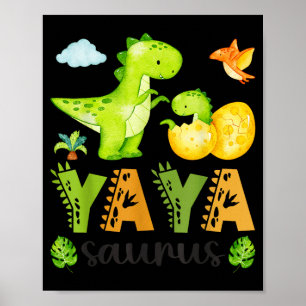 Yaya Saurus T-Rex Dinosaur Matching Mothers Day Poster