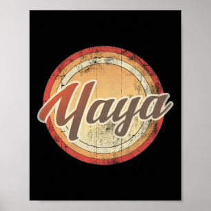 Yaya Vintage Distressed Retro Birthday Party Gift Poster