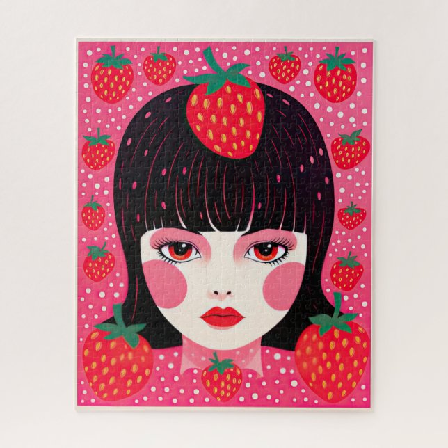 Yayoi Kusama Strawberry Girl Funky Jigsaw Puzzle (Vertical)