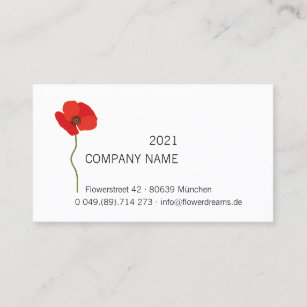 ♥ yBee *Red Poppy* 01 . Mini Calendar 2021 . Business Card