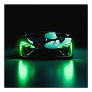 yberpunk Neon Green Supercar - Modern Cinematic Wa Photo Print