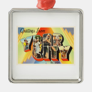 Ybor City Florida FL Old Vintage Travel Souvenir Metal Tree Decoration