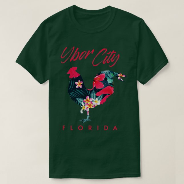 Ybor City Tampa Florida Chicken Lover Flower Souve T-Shirt (Design Front)