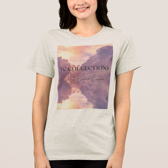 YC COLLECTIONS- Oatmeal, no underbase Tri-Blend Shirt (Front)