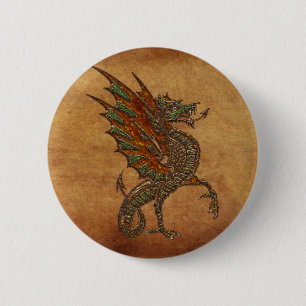 Ye Old Mediaeval Dragon Design 6 Cm Round Badge