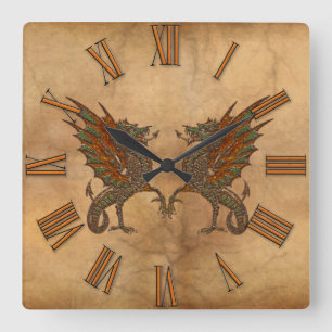 Ye Old Mediaeval Dragon Design Square Wall Clock
