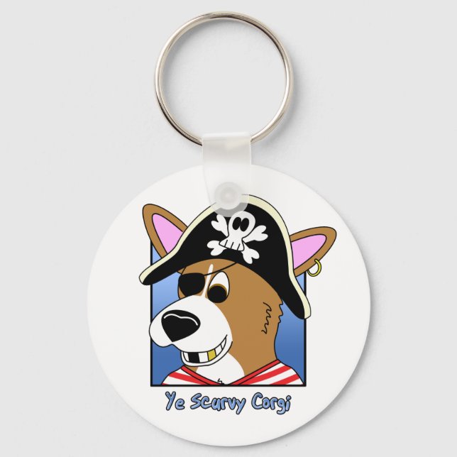Ye Scurvy Corgi Keychain (Front)