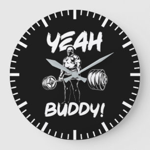 Yeah Buddy - Gym Workout Motivational Large Clock
