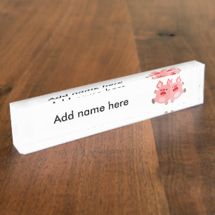 YEAH!! Cute Cartoon Pigs Name Plate