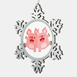 YEAH!! Cute Cartoon Pigs Pewter Ornament