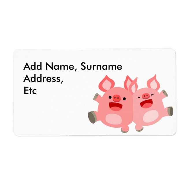 YEAH!! Cute Cartoon Pigs Shipping Label (Front)