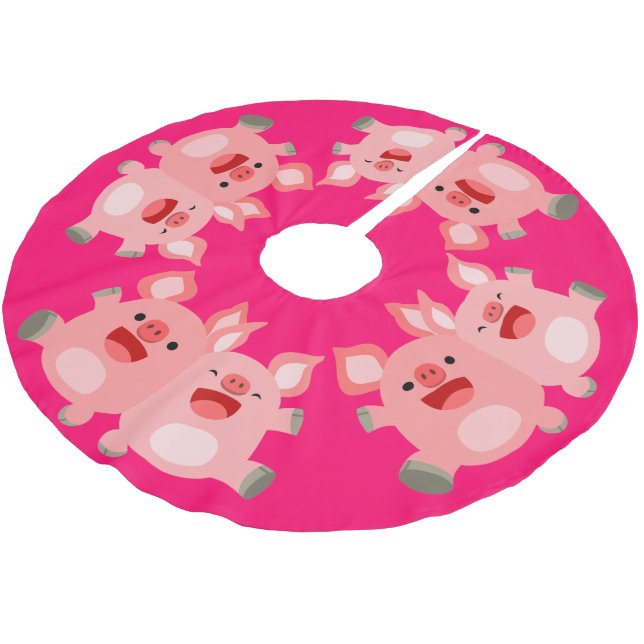 YEAH!! Cute Cartoon Pigs Tree Skirt (Angled)