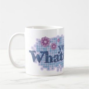 yeah whatever... denim blue & pink mug