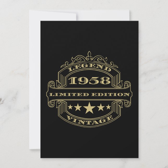 Year 1958 Personalised Birthday Party Invitation (Front)