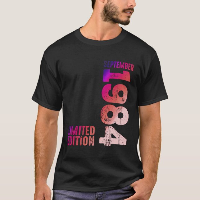 Year 1984 Month Of September 1984 Retro 1984 Vinta T-Shirt (Front)