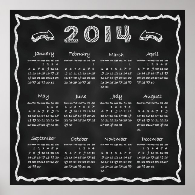 Year 2014 Blackboard Calendar Poster (Front)