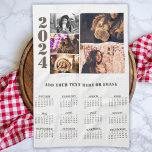 Year 2024 Calendar 5 Photo Collage Kitchen Towel<br><div class="desc">Modern 2024 Calendar 5 Photo Collage kitchen towel. Modern and personalised 2024 year photo calendar shows the days of the week for each month. Add 5 of your favourite photos to the template and add your text or erase it.</div>