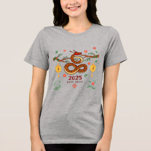 Year 2025 Wood Snake. Chinese horoscope  Tri-Blend Shirt
