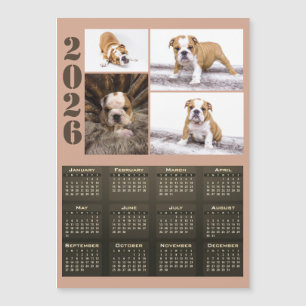 Year 2026 Calendar Dog Pet 4 Photo Collage Magnet
