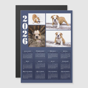 Year 2026 Calendar Dog Pet 4 Photo Collage Magnet