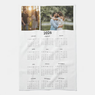 Year 2026 Custom Photo Calendar Tea Towel