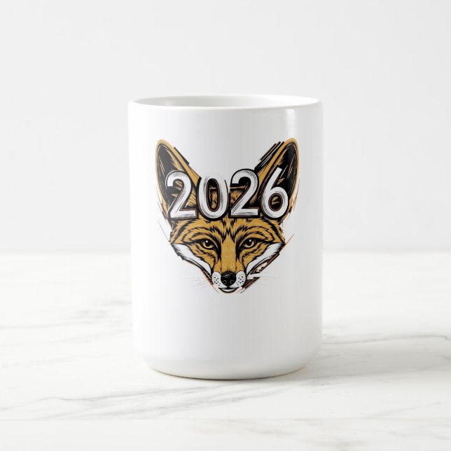 Year 2026 Fennec Fox Mascot - Bold New Year Design Coffee Mug (Center)