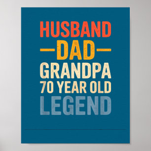 Year 70 Old Legend Husband Dad Poster