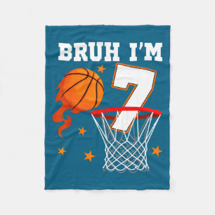 Year Bruh 7 Old Birthday Basketball Fleece Blanket