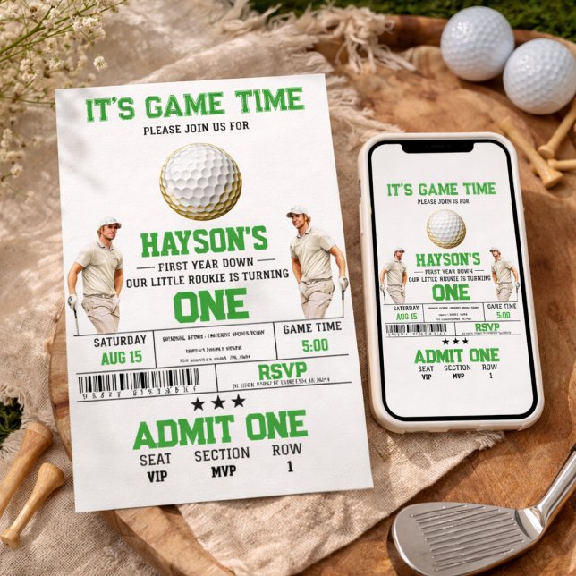 Year Down, Golf On! 1st Birthday Party Invitation (Year Down, Golf On! 1st Birthday Party Invitation)