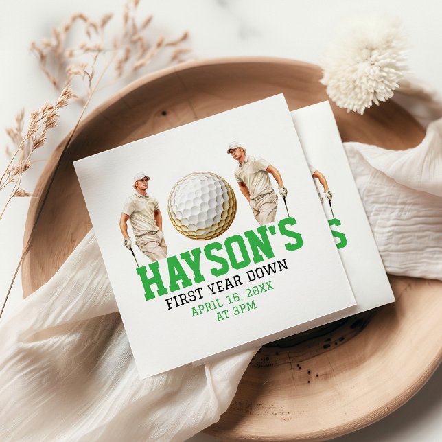 Year Down, Golf On! 1st Birthday Party Napkin (Creator Uploaded)