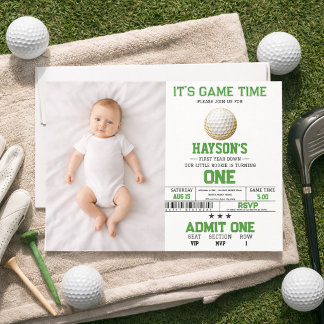  Year Down, Golf On! 1st Birthday Party Photo Invitation