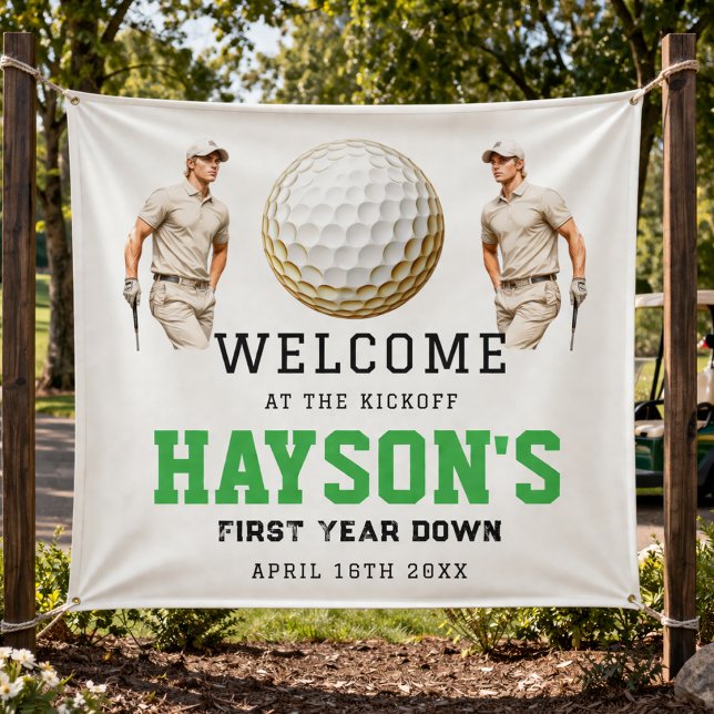  Year Down, Golf On! 1st Birthday Welcome Banner (Year Down, Golf On! 1st Birthday Welcome Banner)
