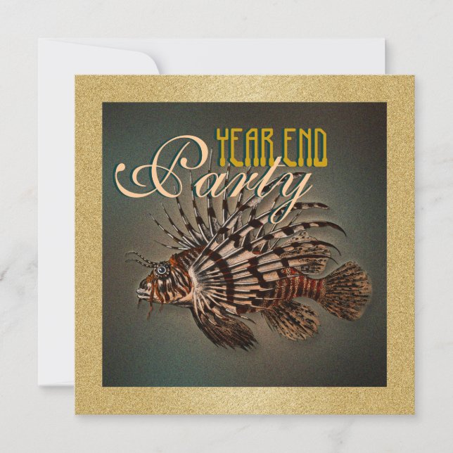 "year end" elegant fishing marine fish invitation (Front)